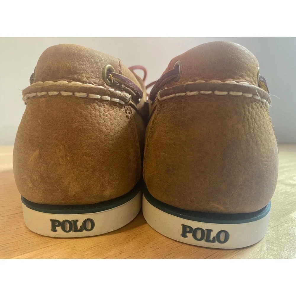 Polo Ralph Lauren Bienne Tan Leather Boat Shoes Men's 9.5D